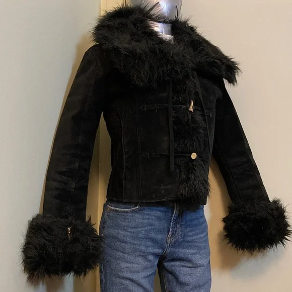 Baby Phat Black Leather Jacket with Faux Fur - Picture 3 of 15